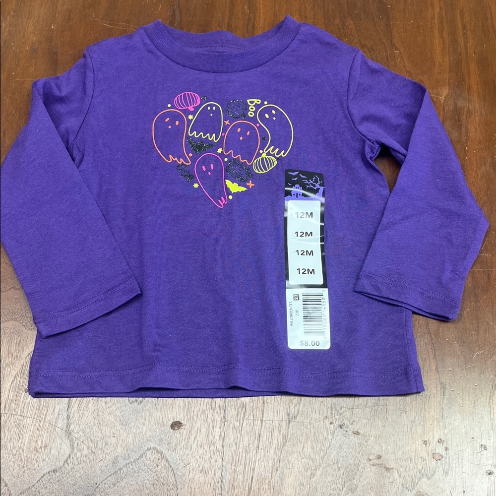 Purple Ghost Graphic Long Sleeve Shirt unisex 12 month new